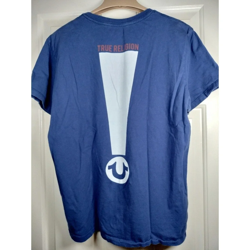 True Religion Exclamation Pocket Tee Blue Men's XL Fits Slim L / M‎ 21.5x26.5